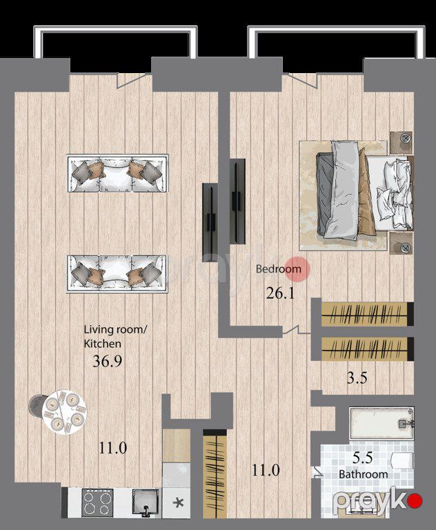 Satılır 2 otaqlı yeni tikili 114.3 m² — Mənzil, Bakı (6)