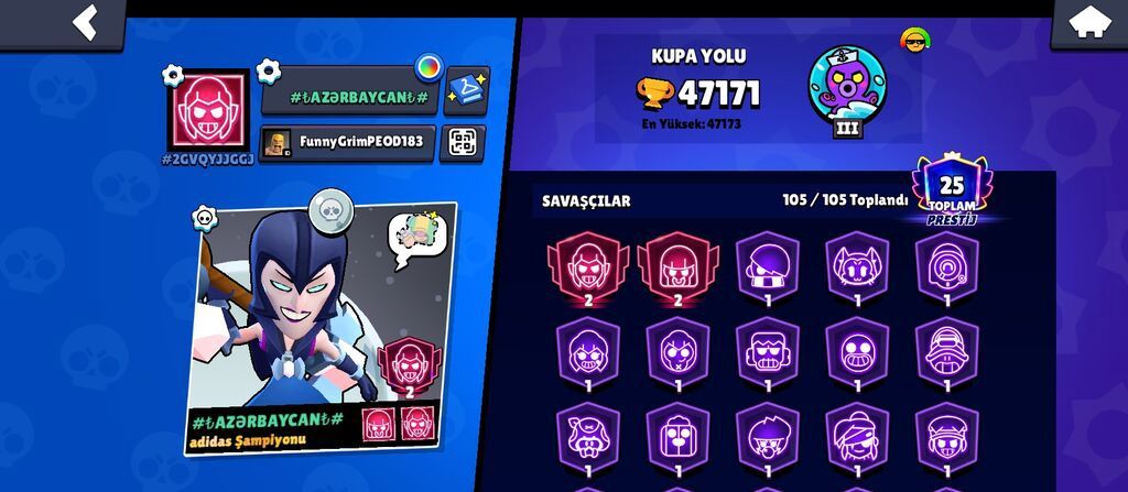 Brawl Stars hesabı pubg hesabı ilə barter - Kupa yolu: 47,171 (ən