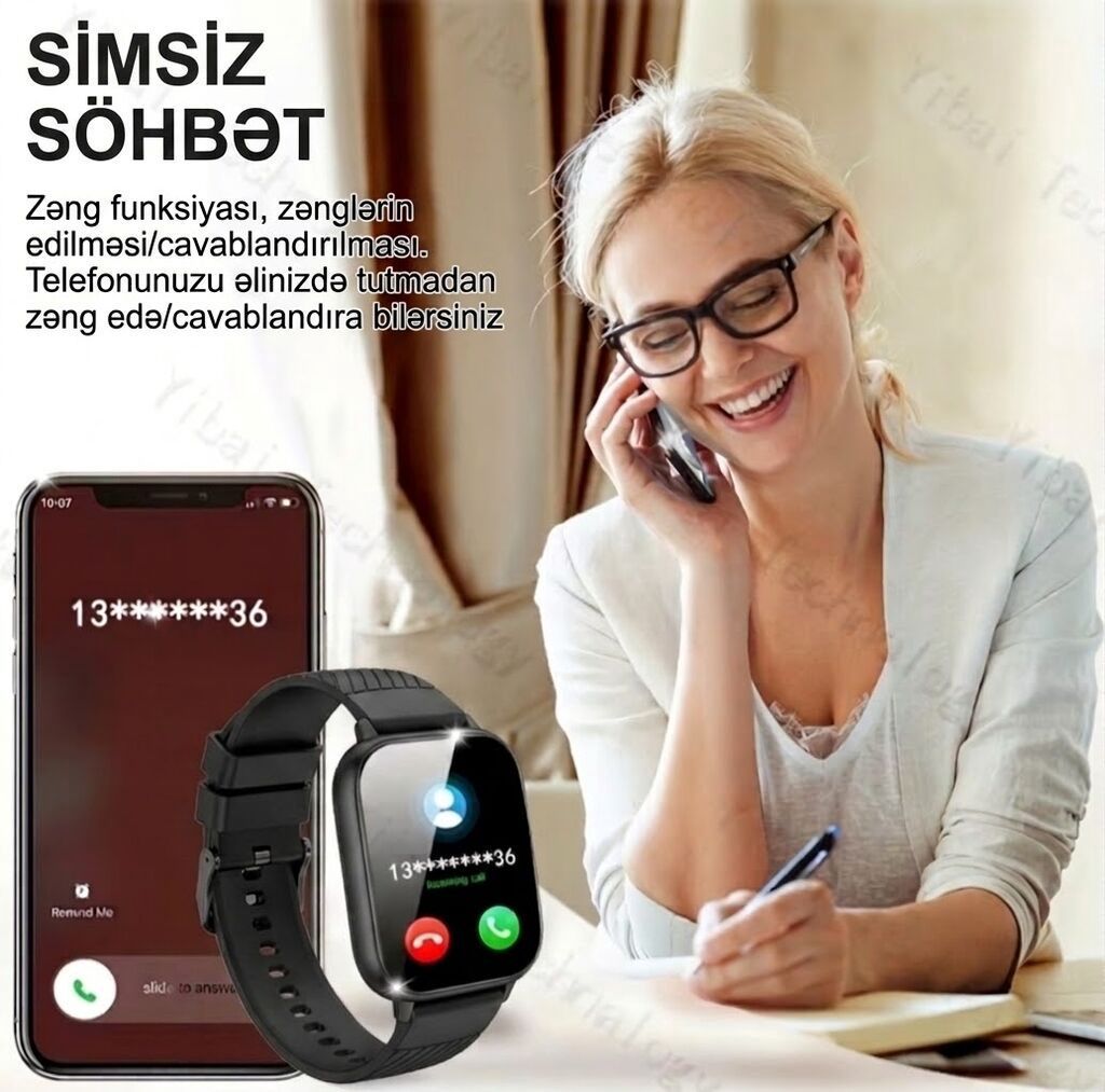 Yeni, Smart saat, Sensor ekran, rəng - Qara — Aksesuarlar, Samux (3)