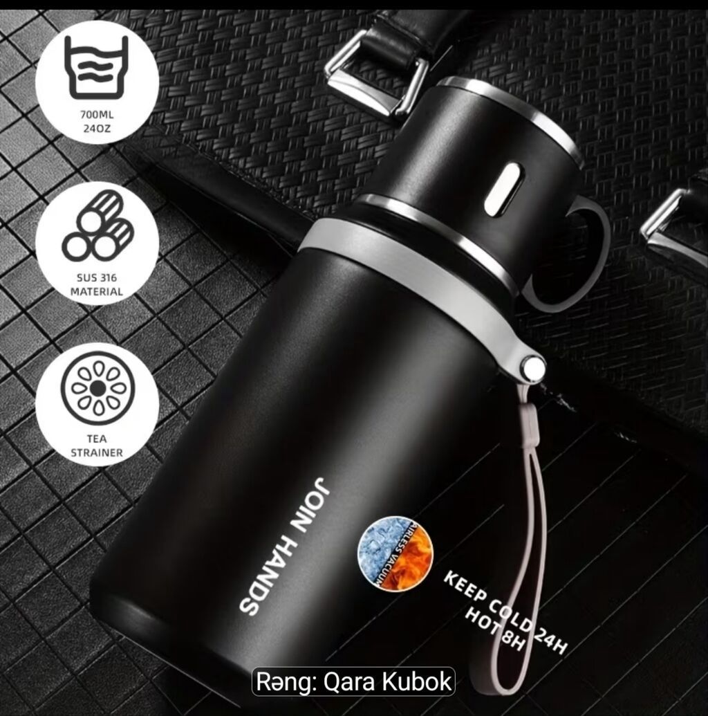 Rəng - Qara, Termos, Paslanmayan polad, 0,7 bucket volume l, Yaponiya — Mallar, Bakı