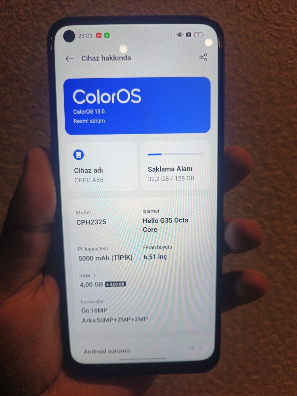 Oppo A55 5G 128 GB Mavi Barmaq izi — OPPO, Bakı (5)