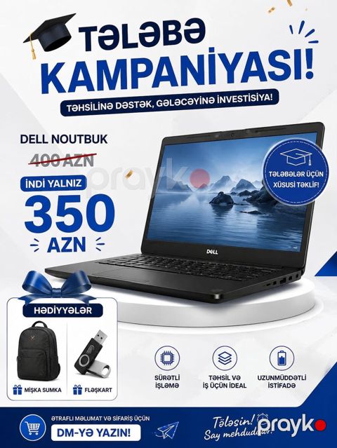 Dell noutbuk – Tələbələr üçün xüsusi təklif! - Qiymət: 350 AZN (400 — Sumqayıt