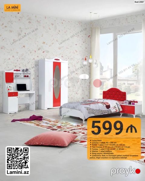 Uşaq/yeniyetmə otağı üçün mebel dəsti – Kod: 2087 Dəst tərkibi: - — Bakı