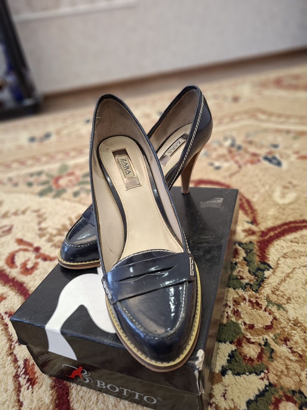 Zara Basic qadın tünd göy (lacivərt) laklı dəri tuflilər - Model — Tufl, Bakı (2)
