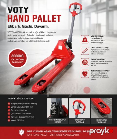 VOTY CBY-3.0 – 3000 kq Hidravlik Əl Arabası — Bakı