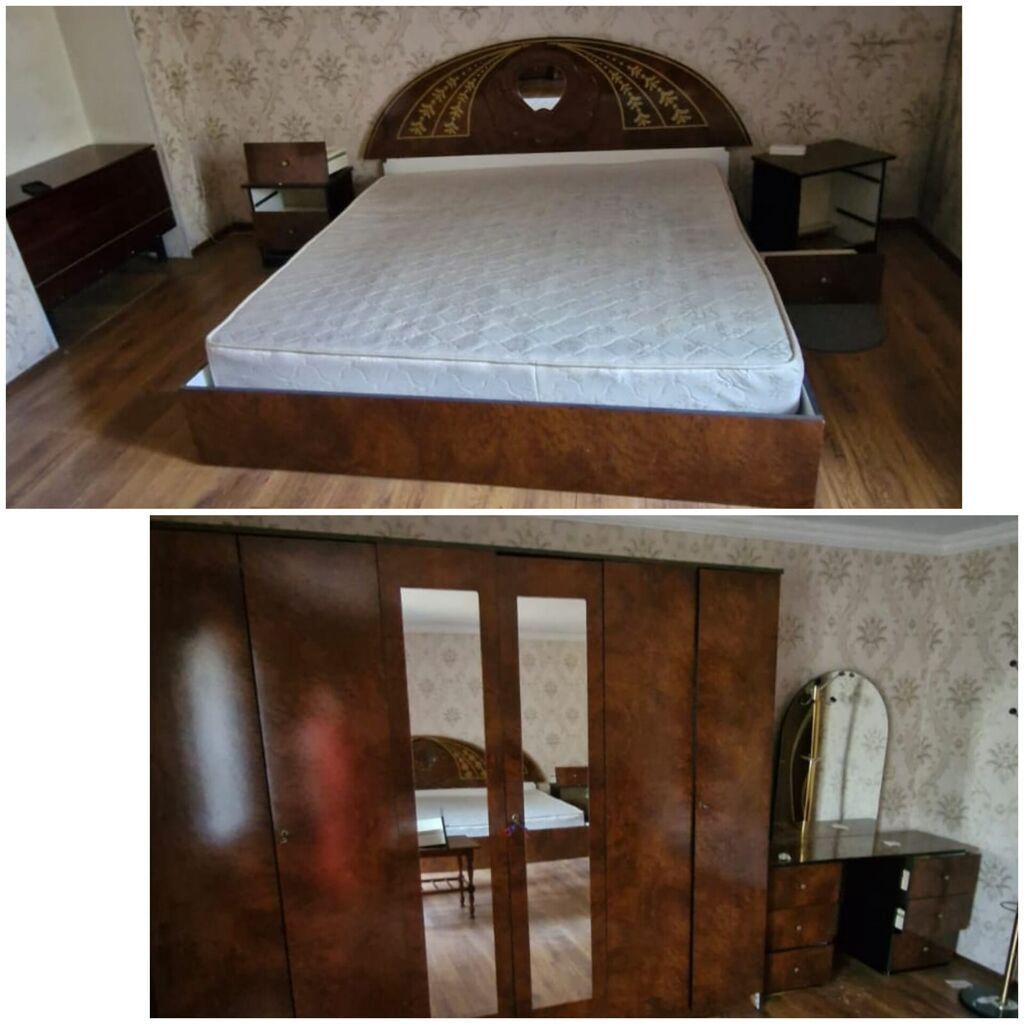 Yataq otağı dəsti — çarpayı, matras, şkaf, tumba, tualent masası (işlənmiş)