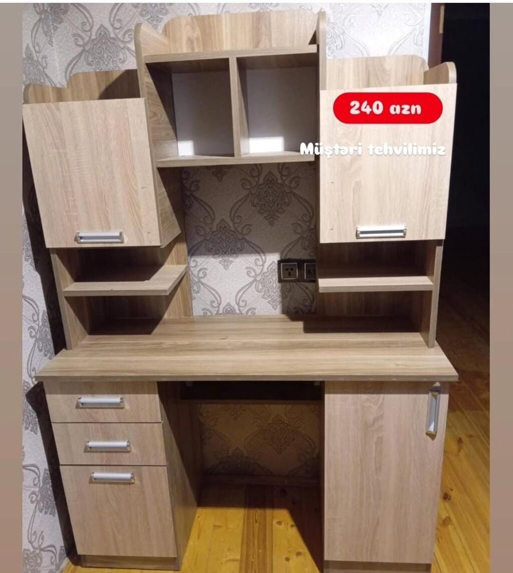 Düz masa, Polkalı, Siyirməli, Azərbaycan, Sadə laminat, Zəmanətli, Kredit yoxdur