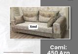 Qonaq otağı üçün yumşaq divan - Rəng: boz-bej tonlarda naxışlı parça — Furniture