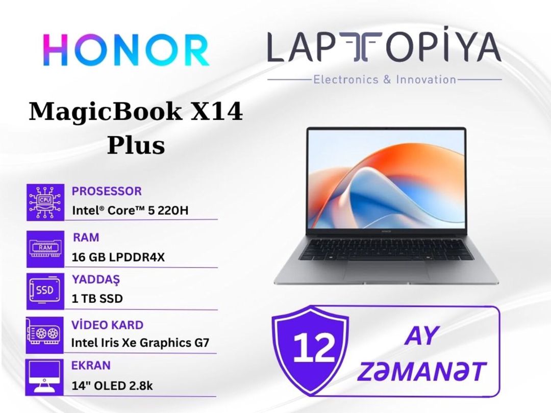 HONOR MagicBook X14 Plus (FRB-X) — Elektronika, Bakı