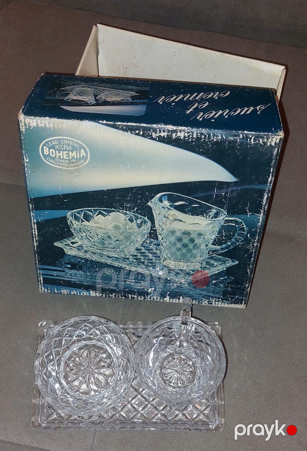 Çay dəsti, rəng - Ağ, Xrustal, Bohemia, 1 nəfərlik, Çexiya — Mallar, Bakı (2)