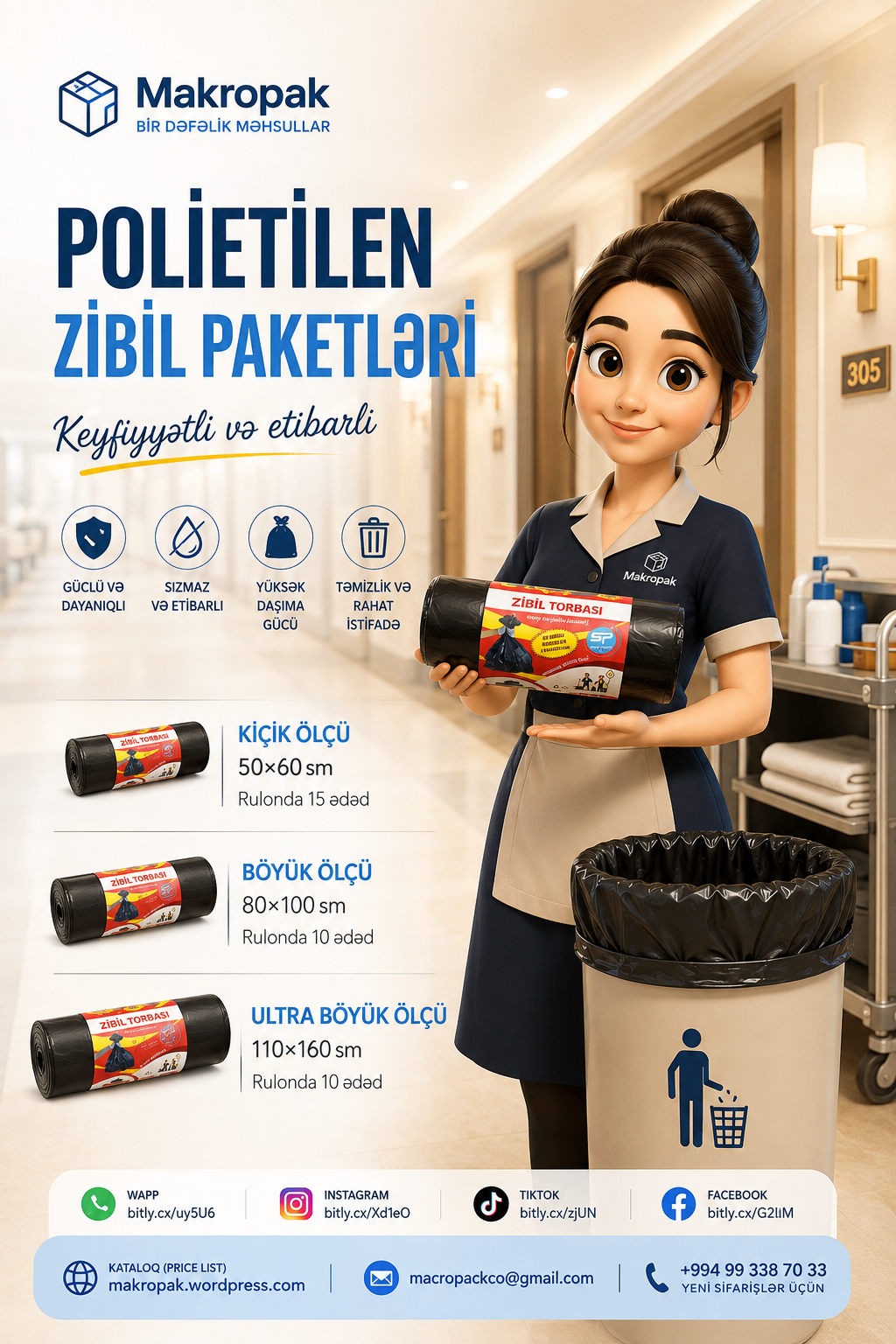 Polietilen zibil paketləri, müxtəlif ölçülərdə — Mallar