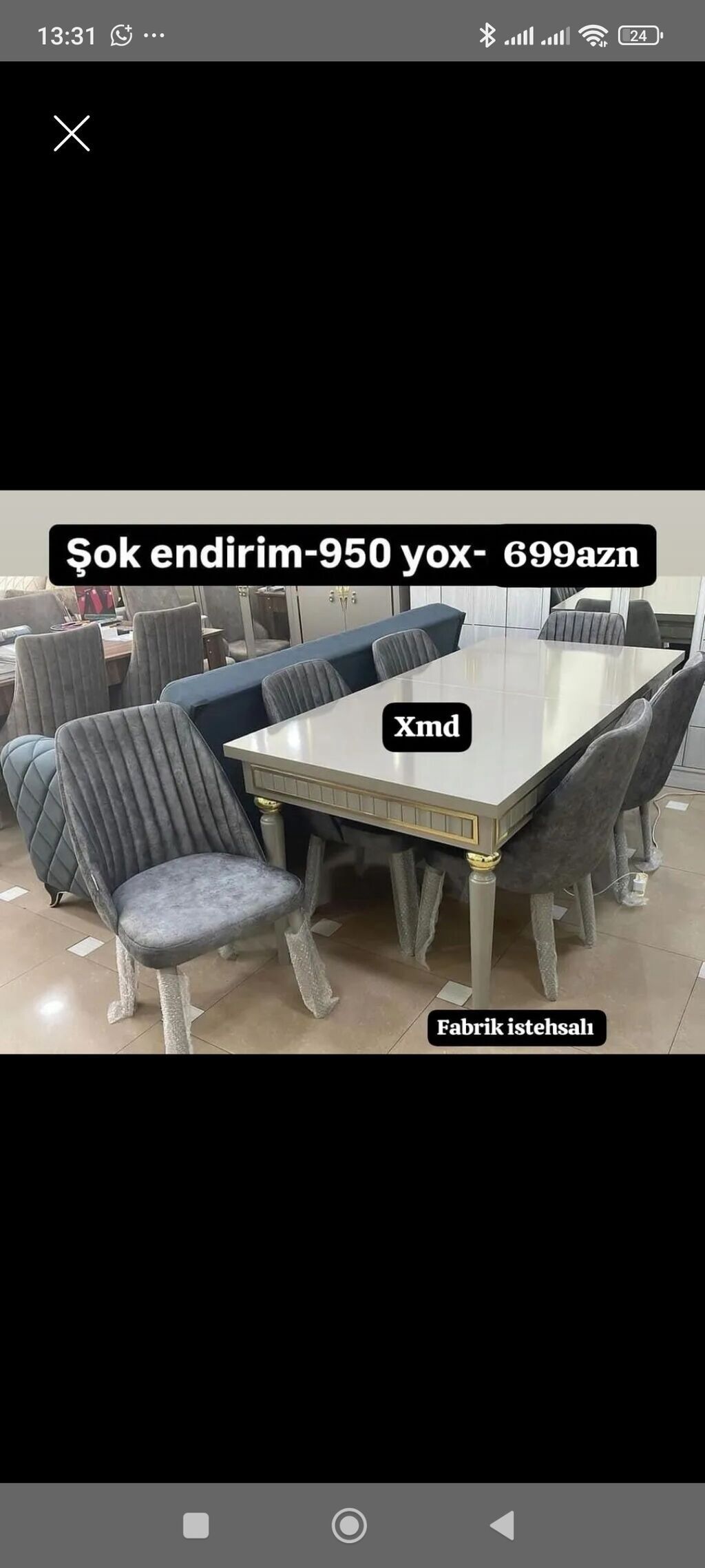Mətbəx/qonaq otağı üçün stol-stul dəsti - Dəst: 1 ədəd iri düzbucaqlı