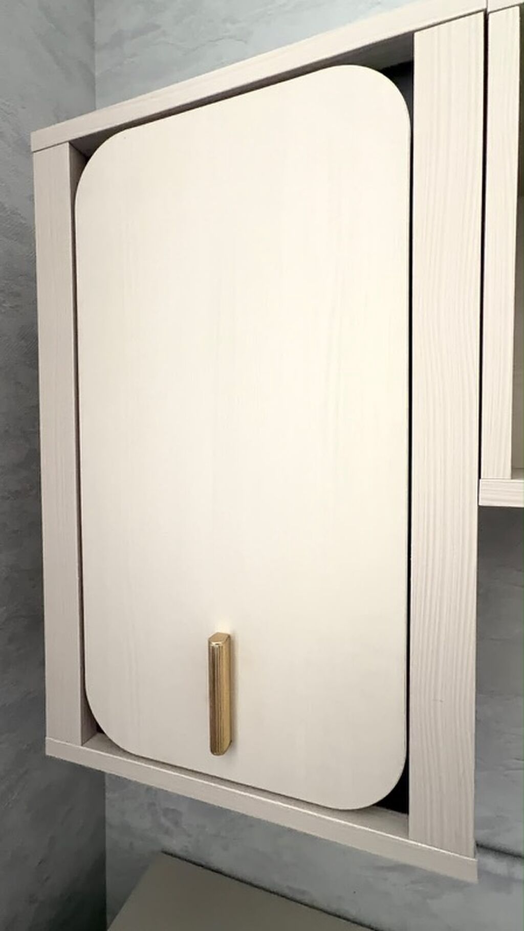 Minimalist iş masası və üst divar rəfi dəsti - Rəng: açıq bej (ağac — Mebel, Bakı (4)