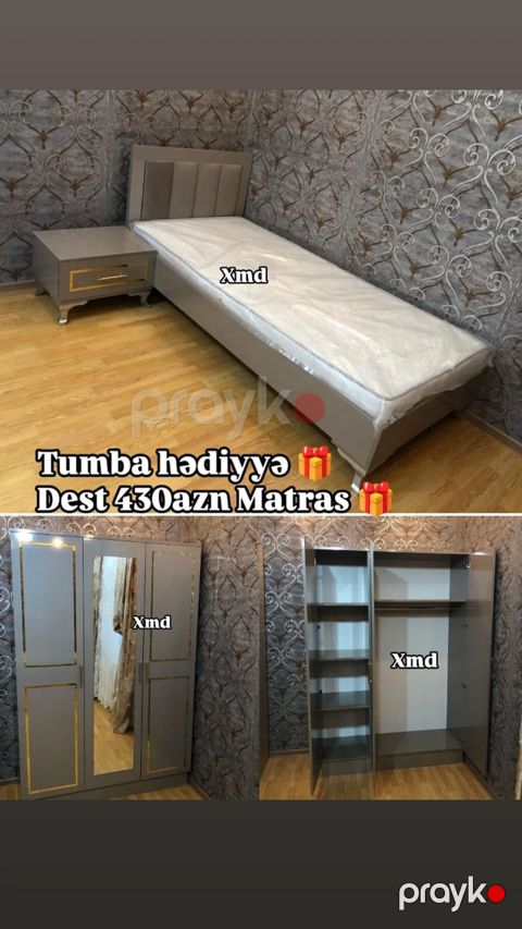 Gənc otağı üçün şık mebel dəsti. Tərkibi: - Vahid ölçülü çarpayı