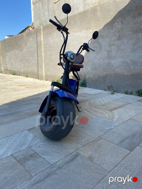 Elektrik skuter – citycoco tərzi, geniş təkərli - Rəng: mavi/qara