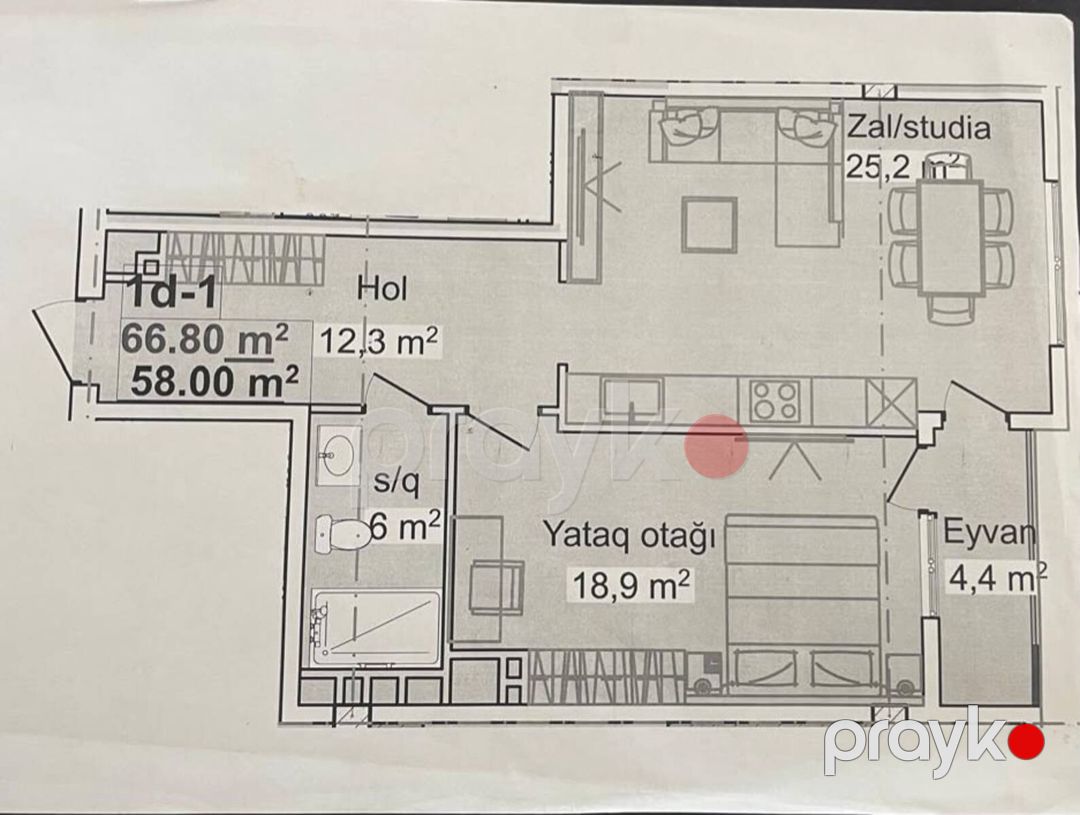 Satılır 2 otaqlı yeni tikili 67 m² — Mənzil, Bakı (4)