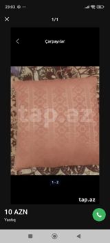 Yastıq - Rəng: Somon/çəhrayı - Üzərində zərif naxışlı ornament — Gulustan