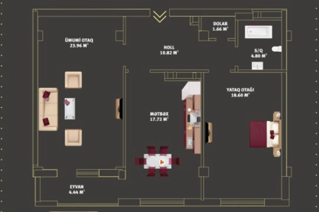 Satılır 2 otaqlı yeni tikili 82 m² — Mənzil, Bakı (5)