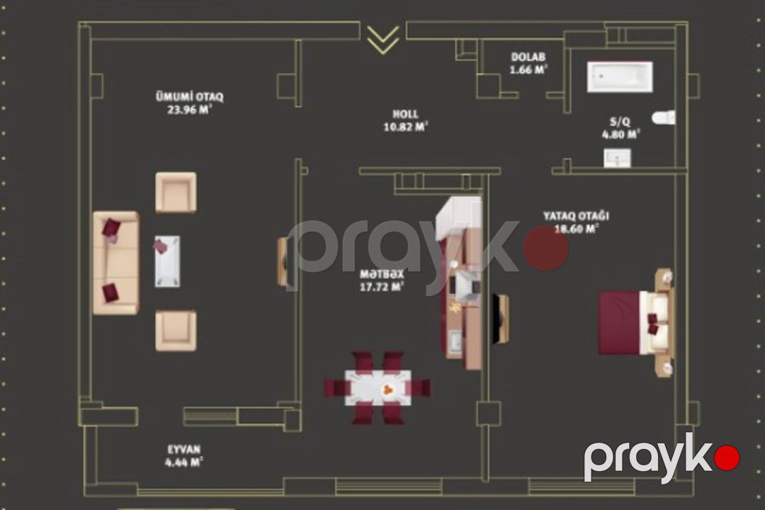 Satılır 2 otaqlı yeni tikili 82 m² — Mənzil, Bakı (5)