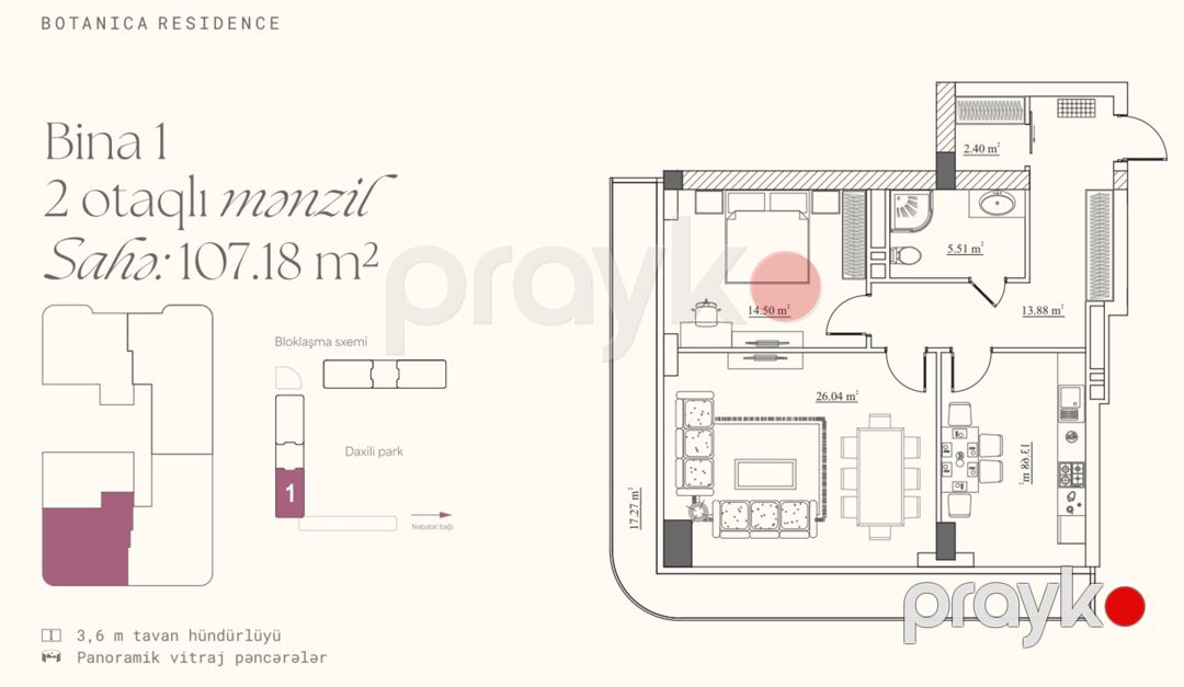 Satılır 2 otaqlı yeni tikili 107.1 m² — Mənzil, Bakı (6)