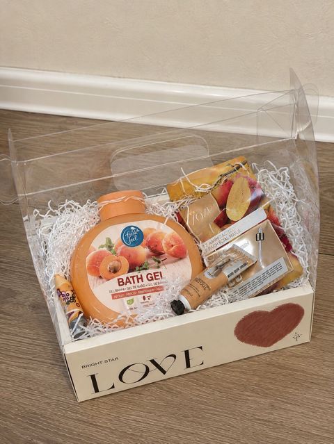 Orange box duş geli iki üz maskasi dodaq balzami el kremi hediyyelik — Saray