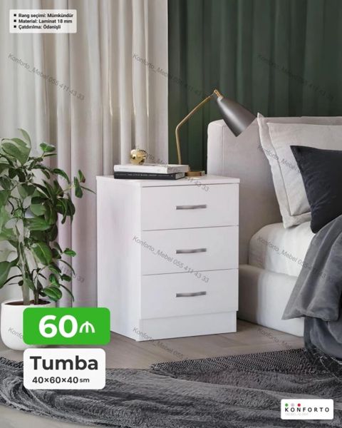 Tumba – 40×60×40 sm - 3 çekməcəli, rahat saxlama imkanı - Material
