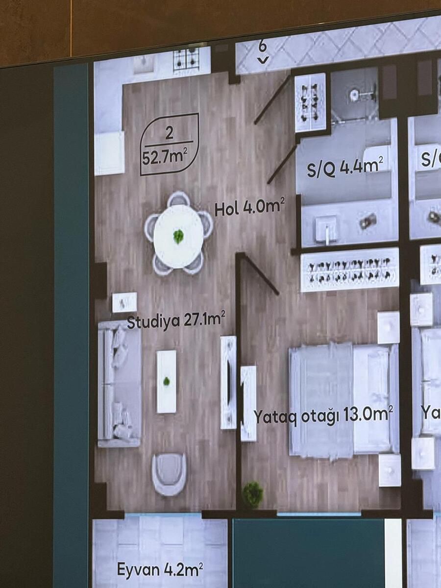 Satılır 2 otaqlı yeni tikili 53 m² — Mənzil, Bakı (6)