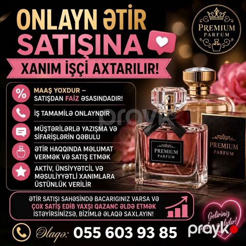 Satış məsləhətçisi tələb olunur, Yalnız qadınlar üçün, İşəmuzd ödəniş — Digah