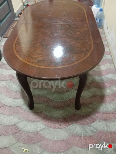 Qonaq masası, İşlənmiş, Açılan, Taxta, Oval masa