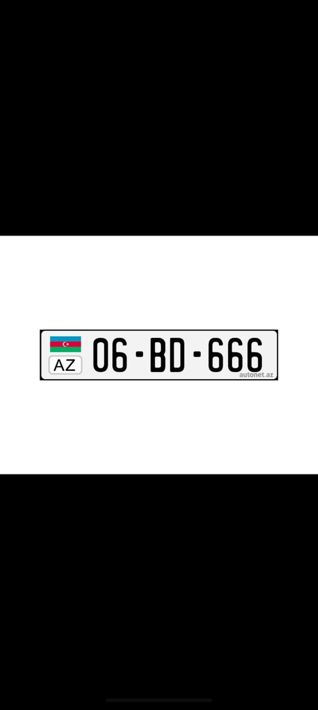 Nömrə nişanı: 06-BD-666 - Ölkə/standart: Azərbaycan (AZ), ağ fonlu — Avto, Beyləqan (2)