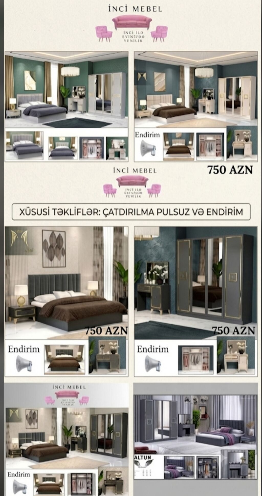İkinəfərlik çarpayı, Dolab, Termo, 2 tumba, Azərbaycan, Yeni