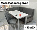 Mətbəx/kulinariya künc dəsti: - Komplekt: 1 masa, 2 yumşaq kreslo, L — Furniture
