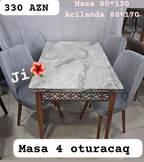 Mətbəx/qonaq otağı üçün açılan masa dəsti. - Masa ölçüsü: 80×130 sm