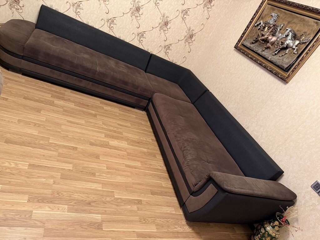 Künc divan, İşlənmiş, Açılan, Parça — Mebel, Bakı (2)