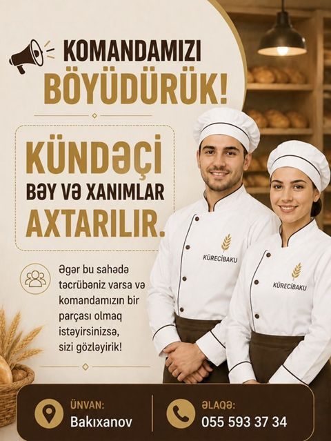 Vakansiya: Kündəçi (bəy və xanımlar) — Bakıxanov — Cavid