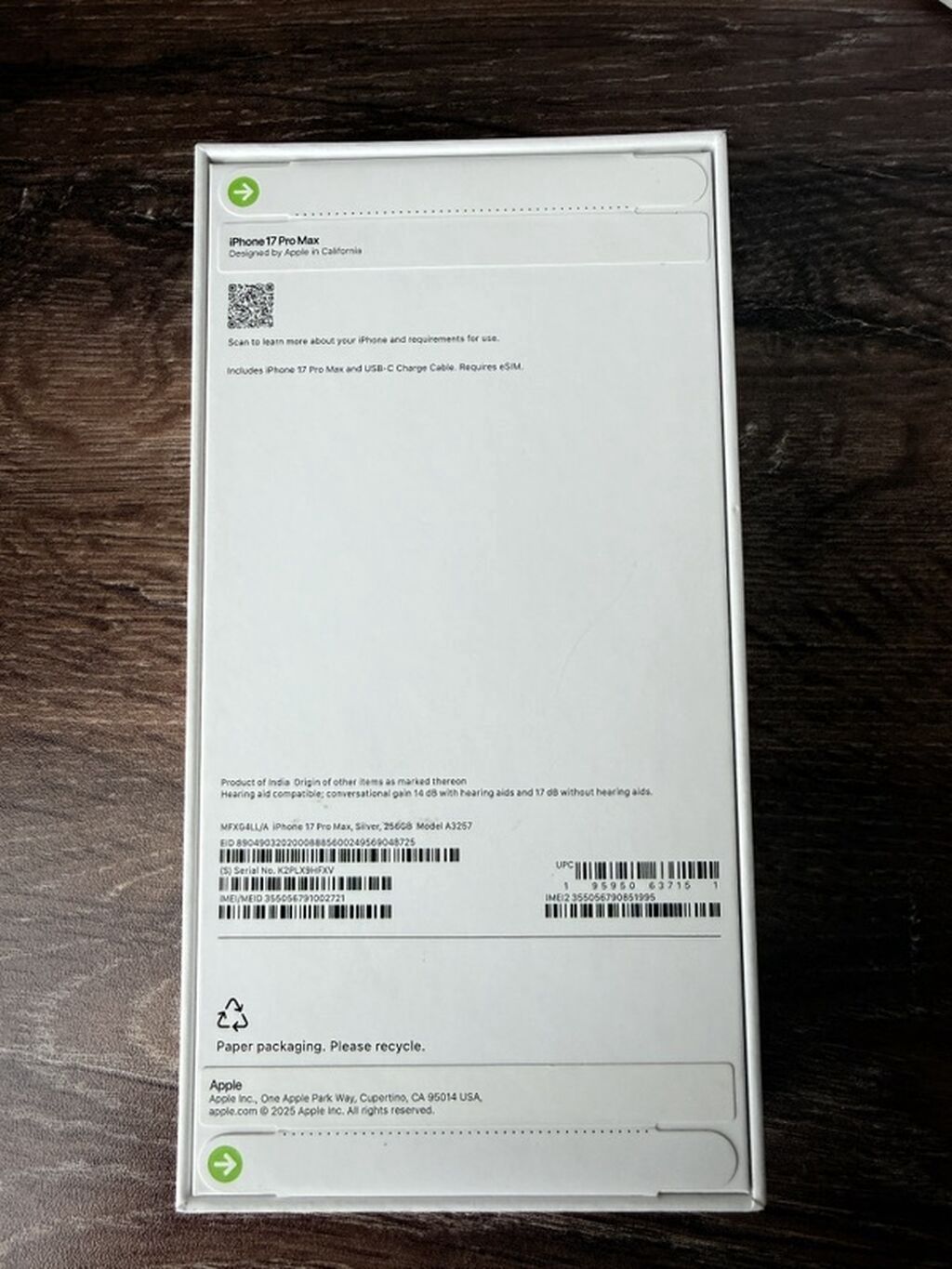 IPhone 17 Pro Max, 256 GB, Gümüşü — Apple iPhone, Bakı