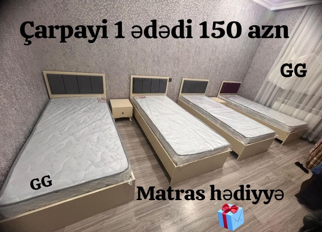 *Tək çarpayı+matras🎁* _*SİFARİŞLƏ VƏ YENİ*_ *Qiymət : 150₼*(1ədədi) — Mebel, Bakı (3)