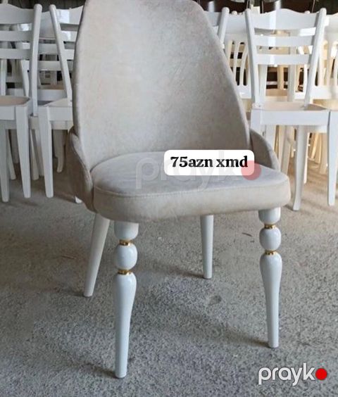 Masa otağı üçün yumşaq oturacaqlı stul. - Rəng: bej oturacaq, ağ