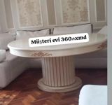 Oval yemək masası - Klassik dizaynlı, krem/ivori rəng palitrası - — Дача и сад