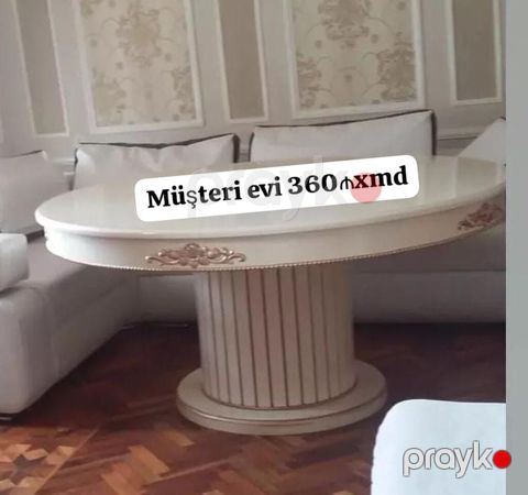 Oval yemək masası - Klassik dizaynlı, krem/ivori rəng palitrası -