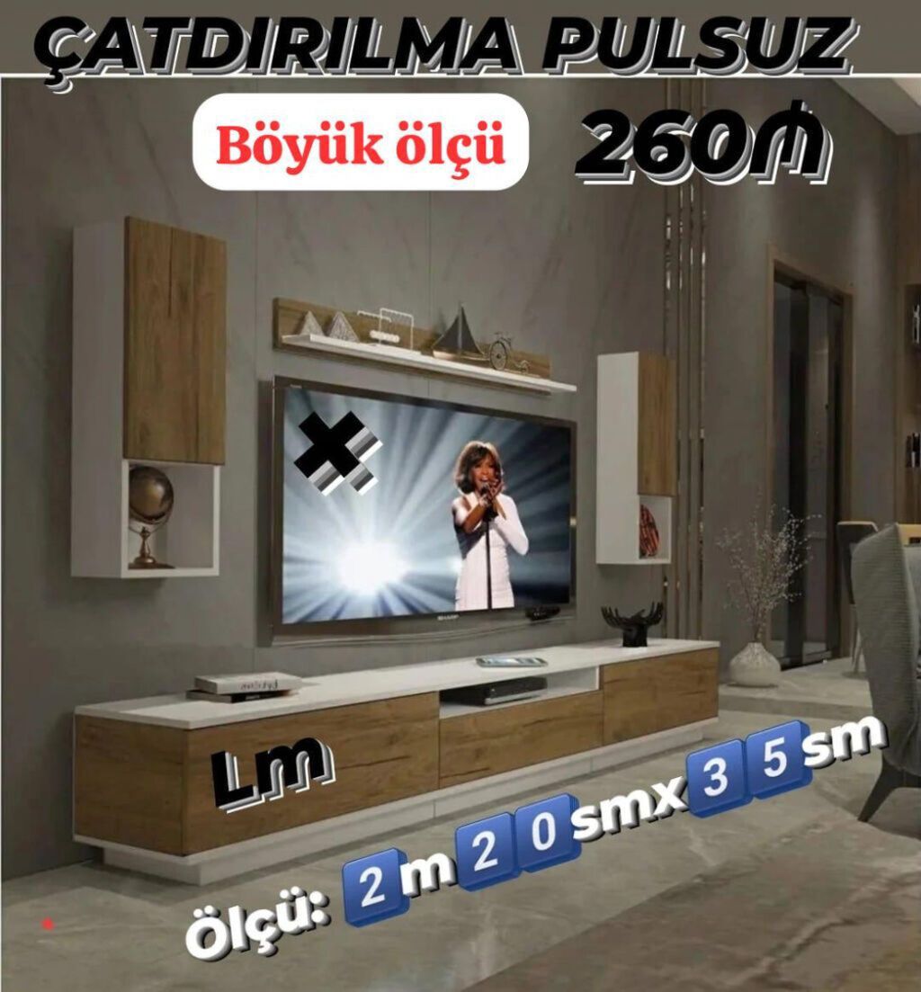 TV STEND / TV altı Yeni və sifarişlə 💥 Qiymət : 260₼ . Ölçü: 2m20sm — Mebel, Bakı (3)