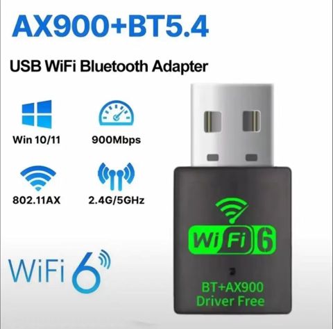 USB Wi‑Fi + Bluetooth Adapter – AX900 + BT5.4 Xüsusiyyətlər: - Wi‑Fi — Hüseynov ilham