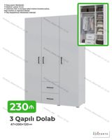 3 qapılı dolab Ölçü: 47×200×120 sm Material: 18 mm laminat Rəng — Furniture