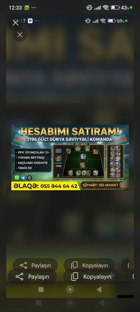 eFootball oyun hesabı — Kollektiv güc 3196 — Dünyə səviyyəli heyət