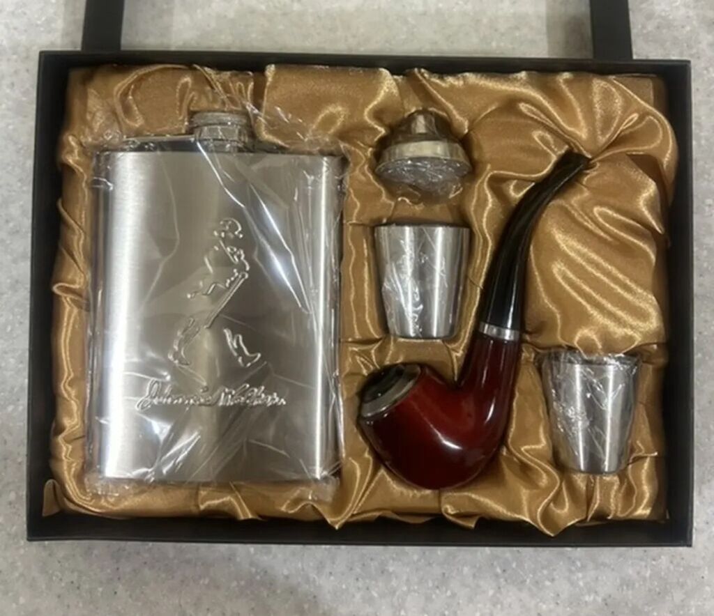 Hədiyyəlik dəst – metal cib kolbası, tütün pipo və stəkanlar - Dəst — Mallar, Bakı (2)