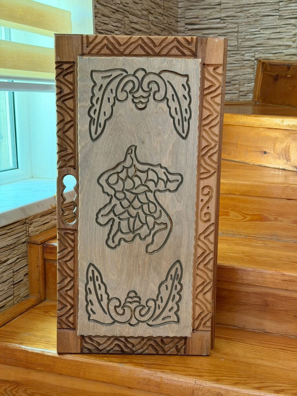 Ağacdan əl oyma nərd dəsti - Material: möhkəm təbii ağac - Üslub: əl — İdman və istirahət, Masazır (8)