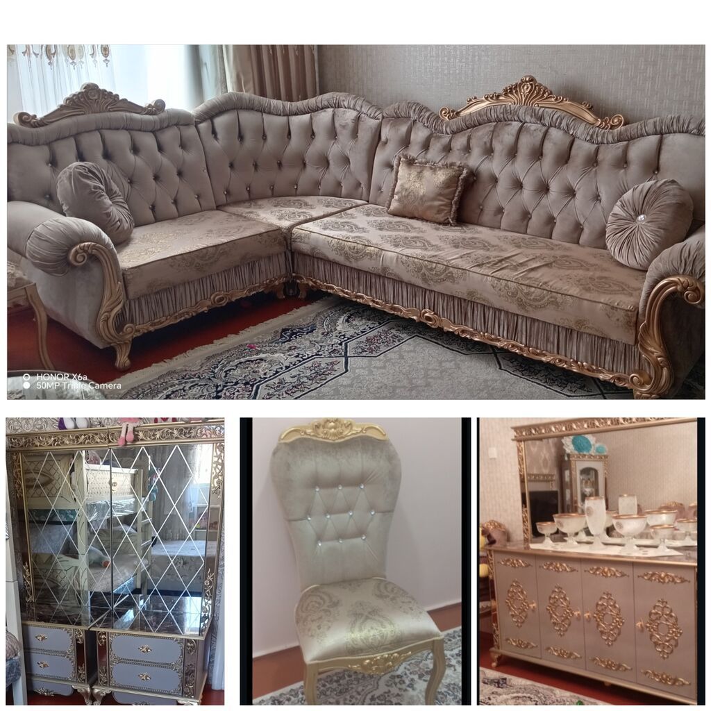 Klassik üslubda zərif qonaq otağı dəsti - Künc divan: Yumşaq — Mebel, Bakı