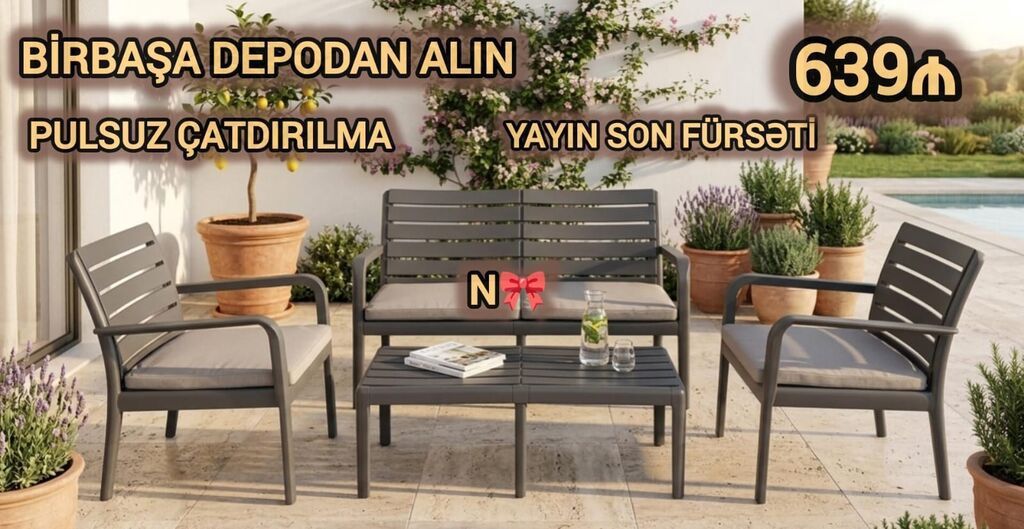 Satılır: Birbaşa anbardan həsir görünüşlü plastik divan dəsti -