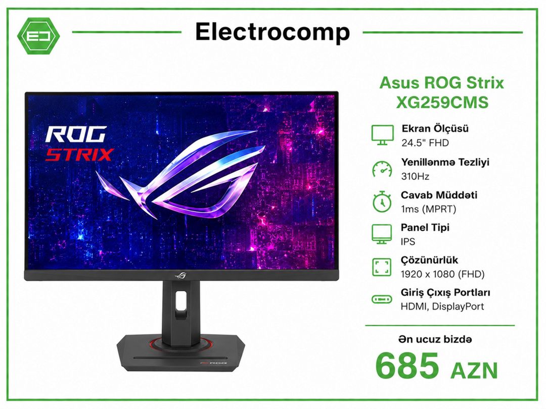 Gaming monitor Asus ROG Strix XG259CMS — Elektronika, Bakı