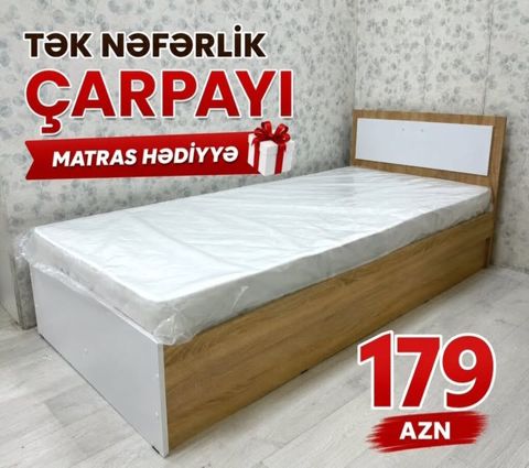 Tək nəfərlik çarpayı — matras hədiyyə